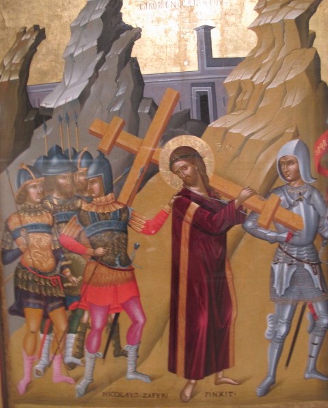 Christ carries cross
